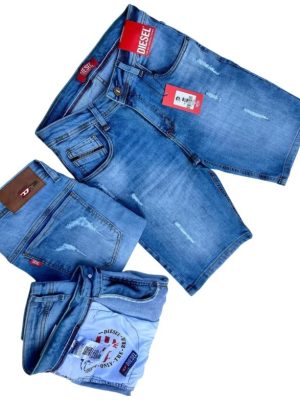 Bermuda Jeans masculina primeira linha premium DSL 98% algodão 2% elastano modelo slim fit